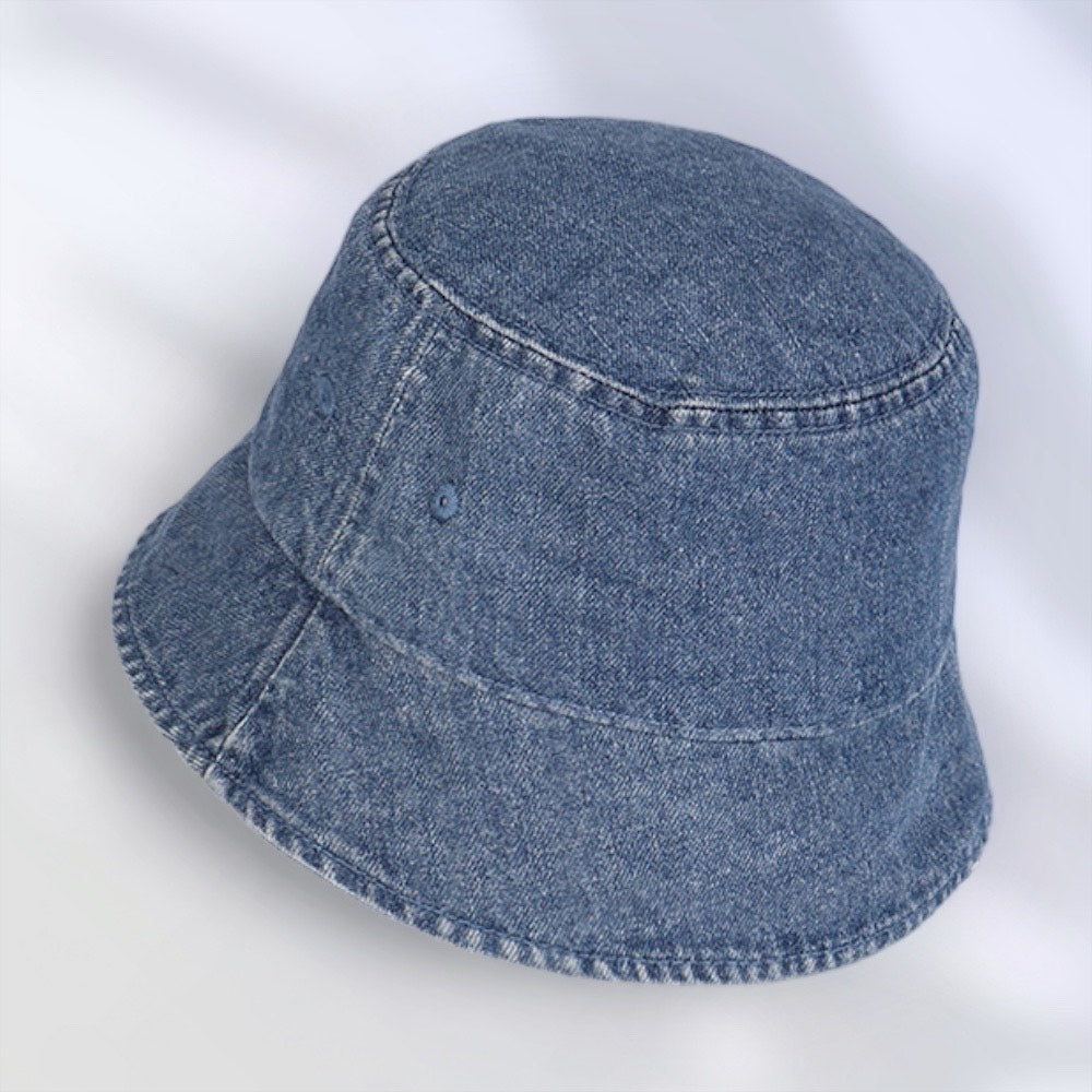 Trendy Unisex Denim Bucket Hat Frayed Brim Cotton Basin Hat - Temu